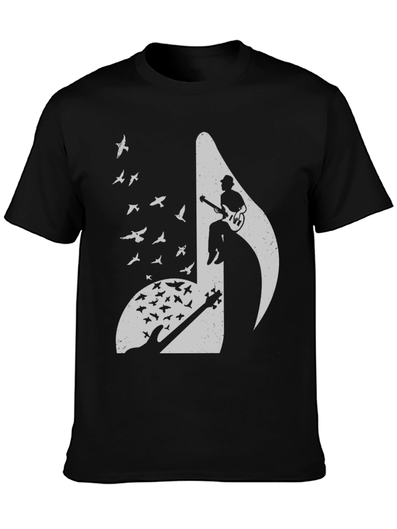 Musical Note Guitar Bird Graphic Tee