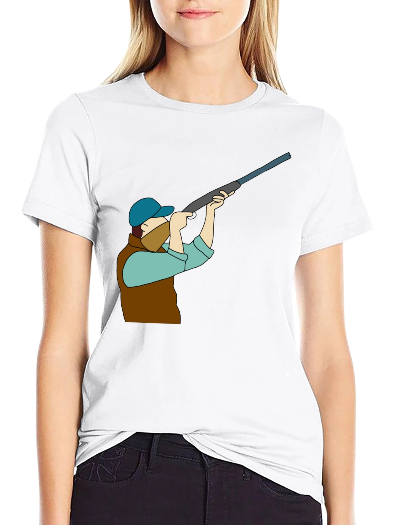 Hunting Graphic Tee - Black Cotton T-Shirt