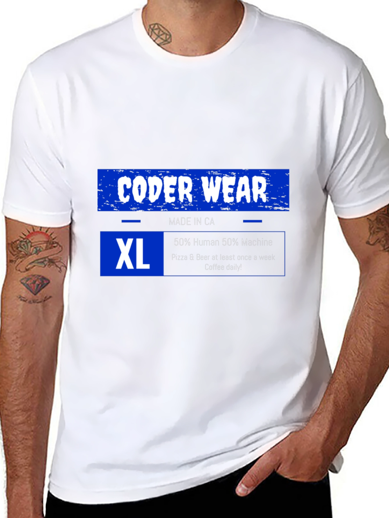 Coder Wear XL T-Shirt: 50% Human 50% Machine