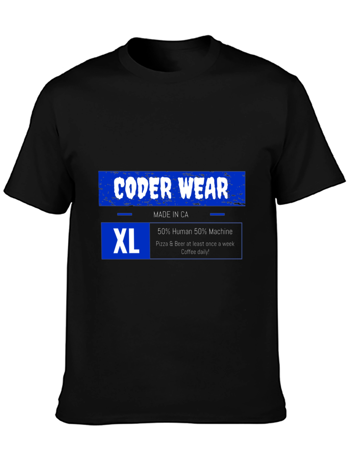 Coder Wear XL T-Shirt: 50% Human 50% Machine