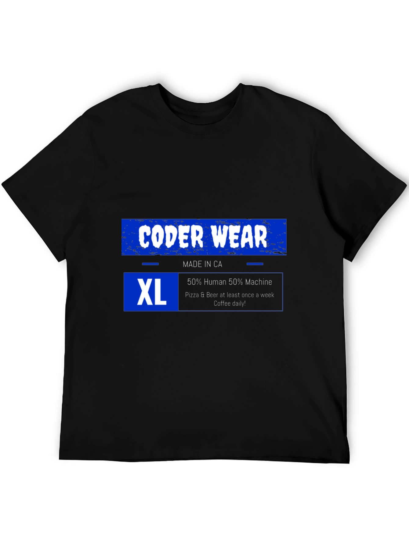 Coder Wear XL T-Shirt: 50% Human 50% Machine