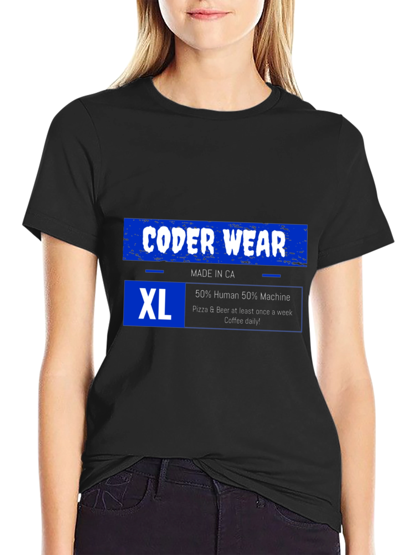 Coder Wear XL T-Shirt: 50% Human 50% Machine
