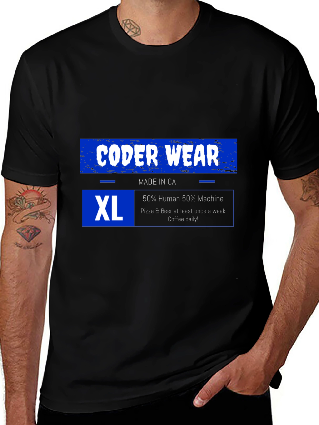 Coder Wear XL T-Shirt: 50% Human 50% Machine