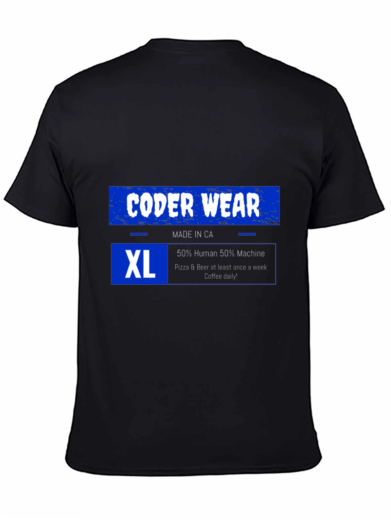 Coder Wear XL T-Shirt: 50% Human 50% Machine