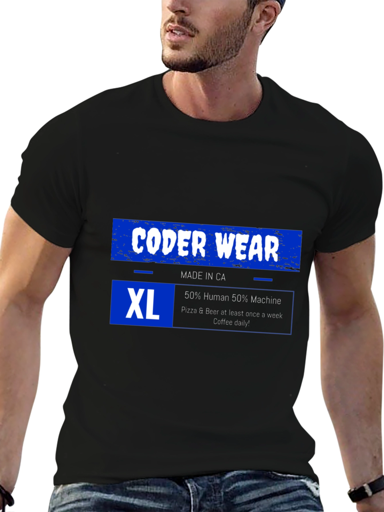 Coder Wear XL T-Shirt: 50% Human 50% Machine