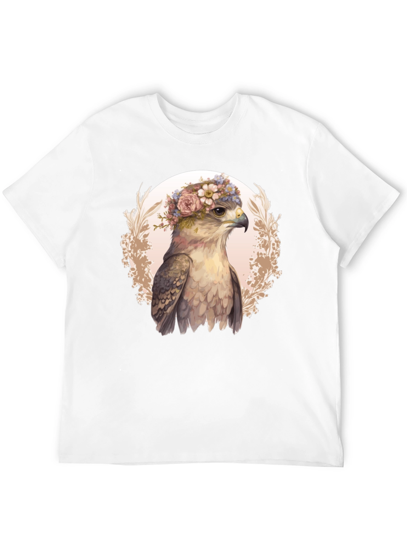 Floral Crown Hawk Graphic Tee - Black