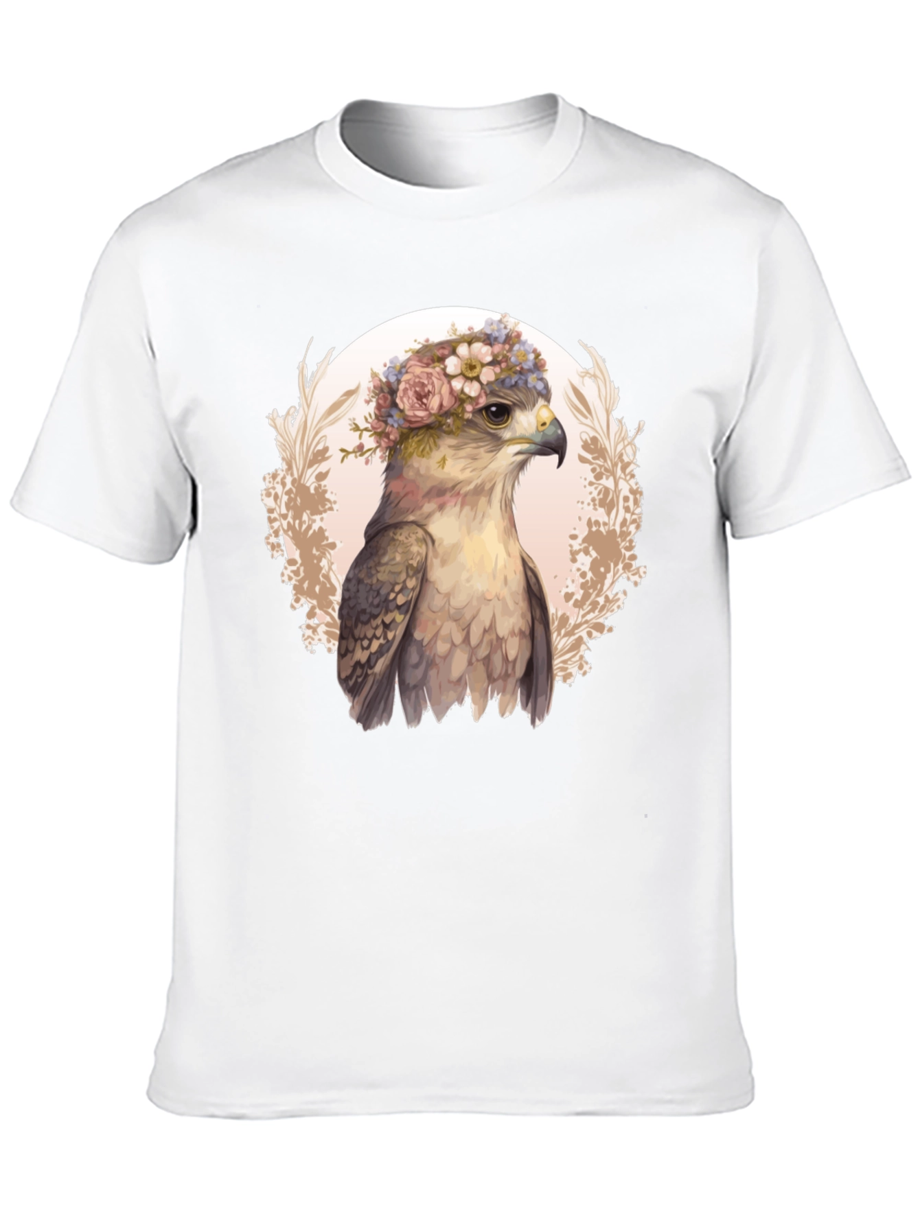 Floral Crown Hawk Graphic Tee - Black