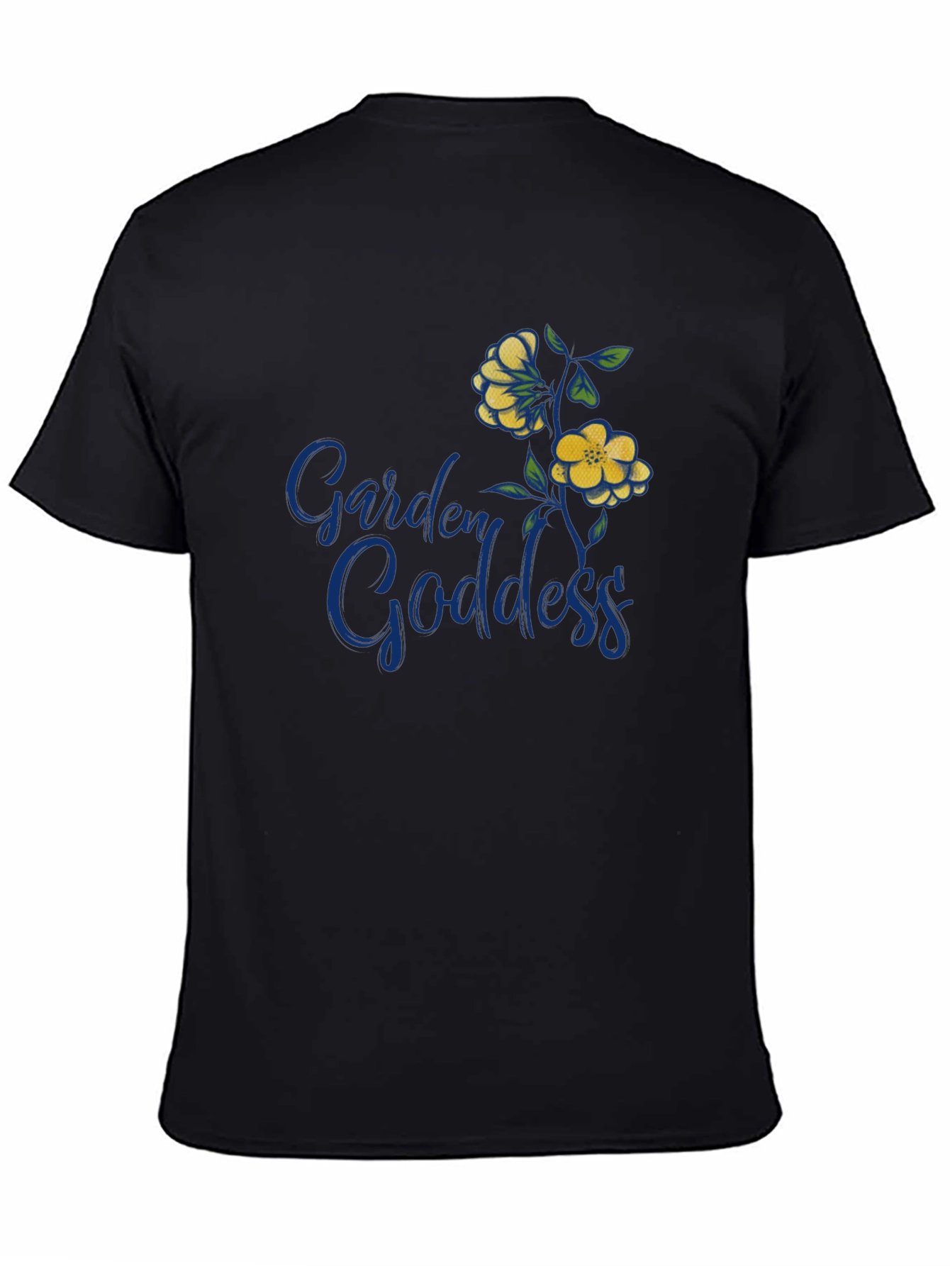 Garden Goddess Graphic Tee - Black Cotton Shirt