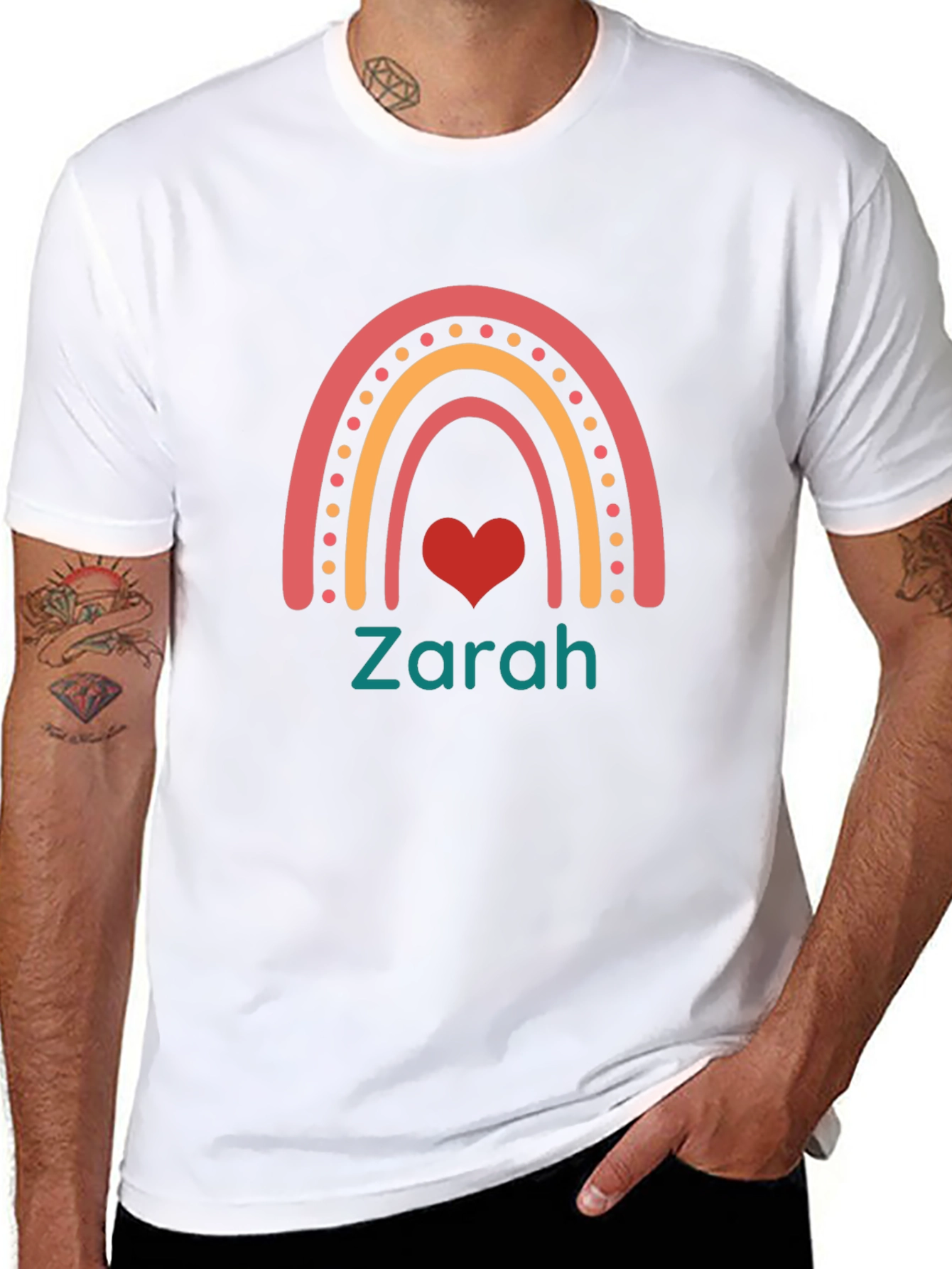 Personalized Rainbow Heart T-Shirt - Zarah