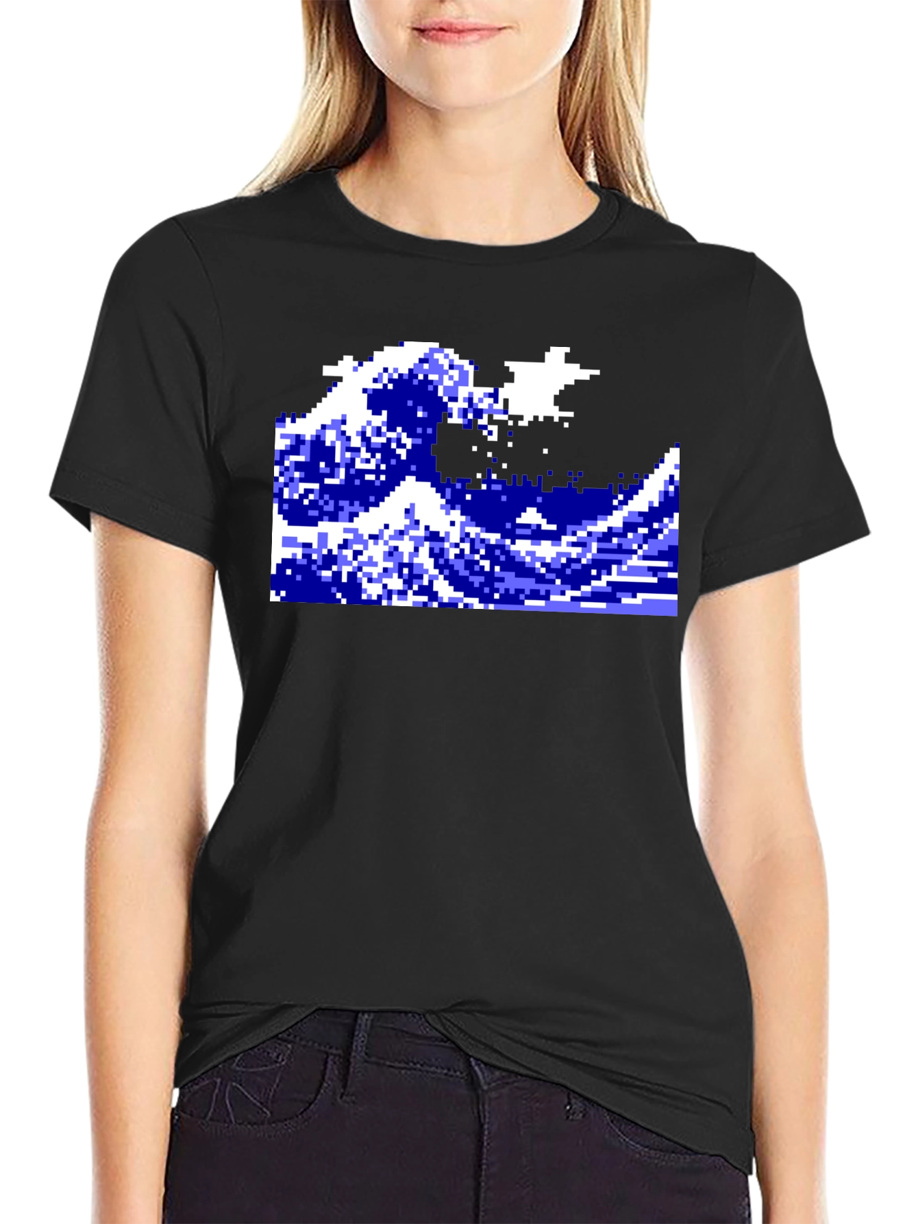 Retro Pixel Wave Graphic T-Shirt