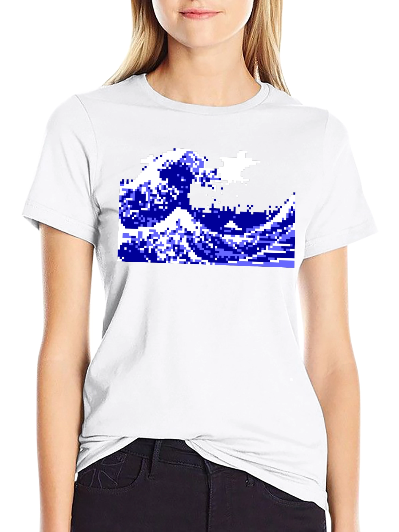 Retro Pixel Wave Graphic T-Shirt