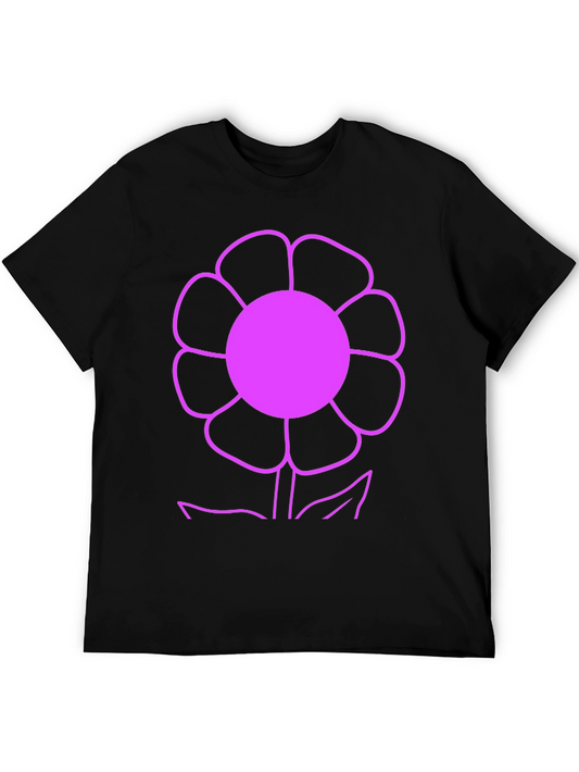 Vibrant Flower Graphic Tee - Black