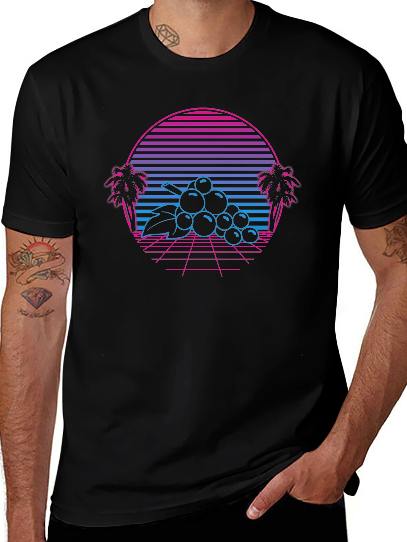 Retro Wave Grapes T-Shirt - 80s Style Graphic Tee