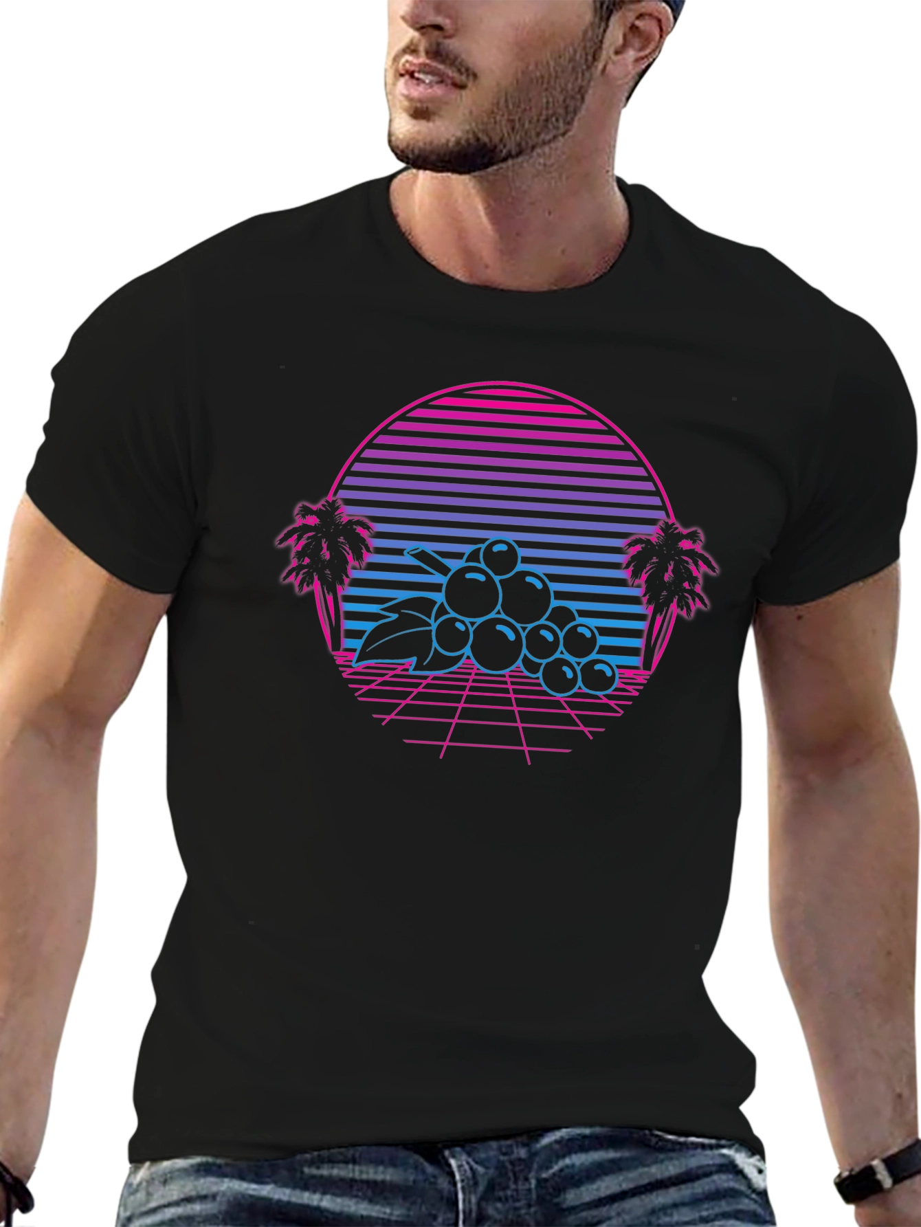Retro Wave Grapes T-Shirt - 80s Style Graphic Tee