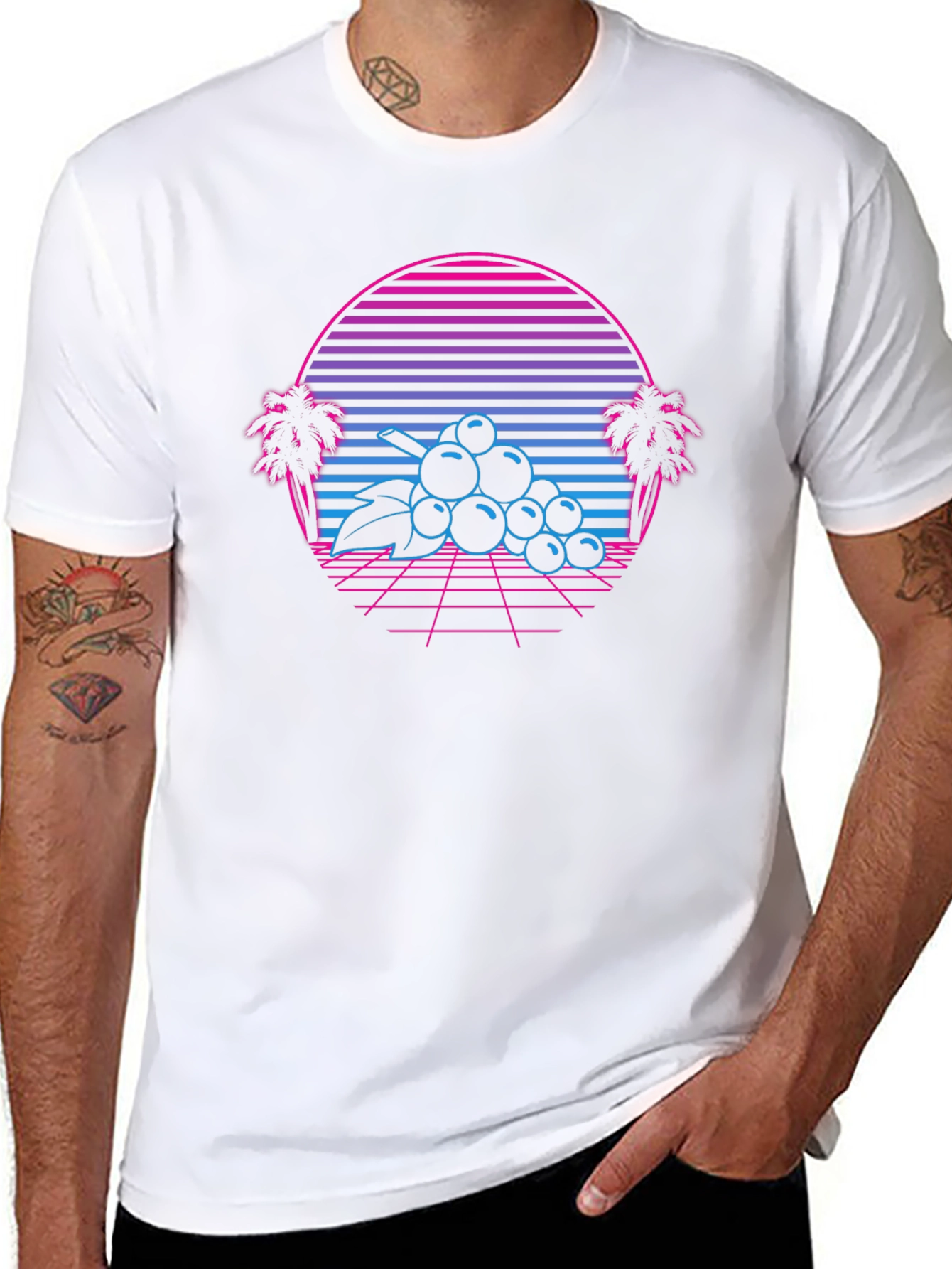 Retro Wave Grapes T-Shirt - 80s Style Graphic Tee