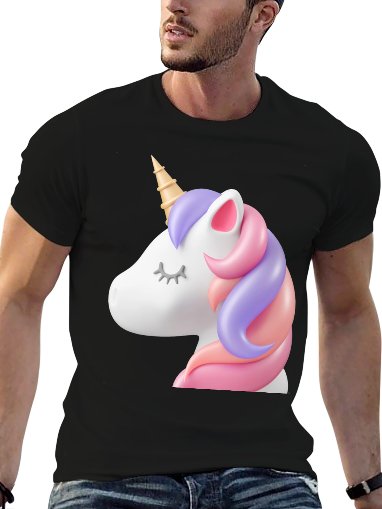Unicorn Graphic Print Crew Neck T-Shirt