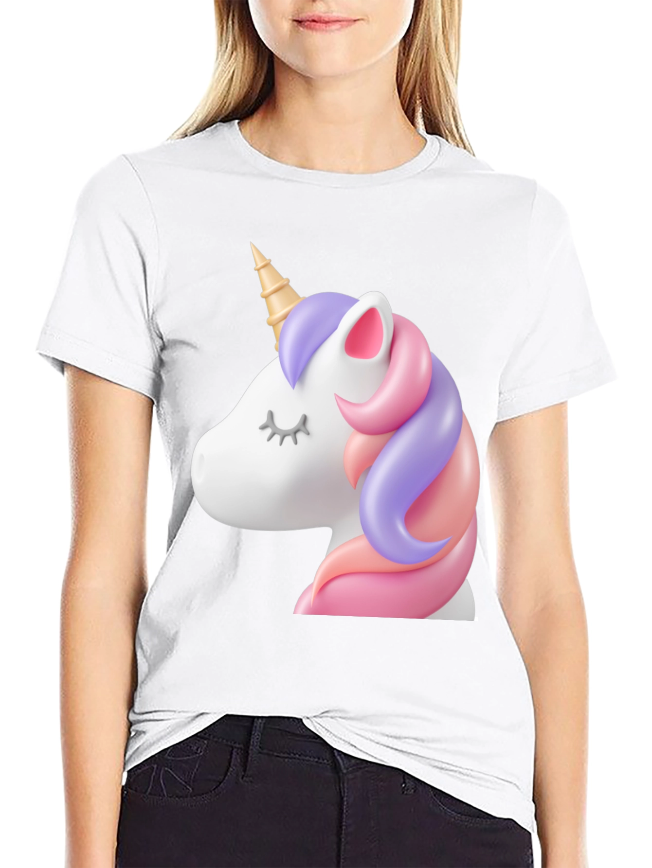 Unicorn Graphic Print Crew Neck T-Shirt
