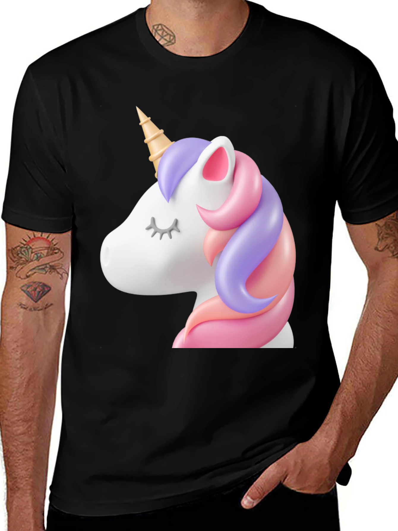 Unicorn Graphic Print Crew Neck T-Shirt