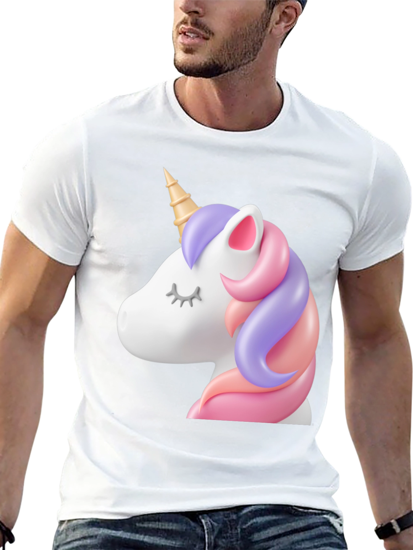 Unicorn Graphic Print Crew Neck T-Shirt