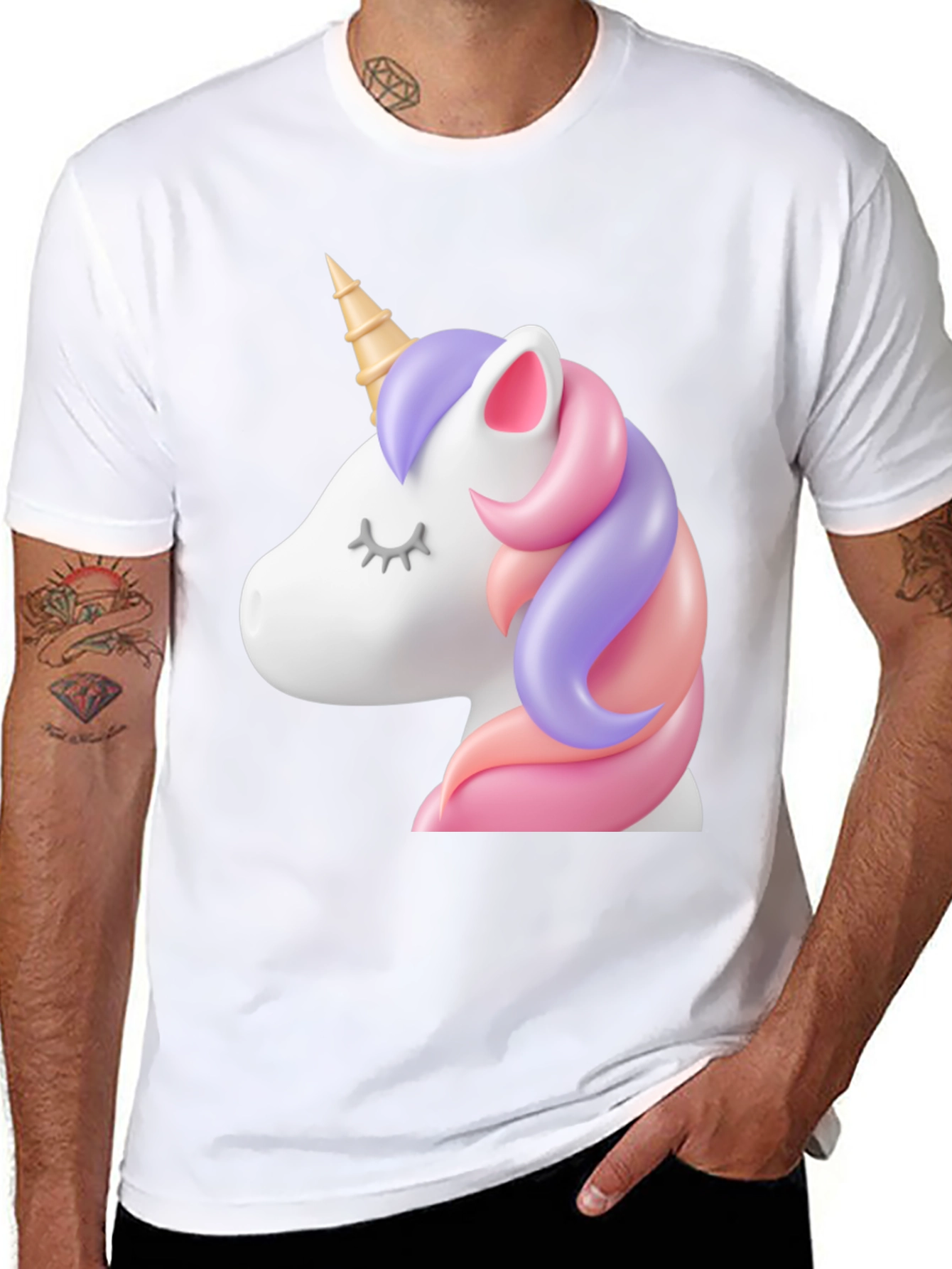 Unicorn Graphic Print Crew Neck T-Shirt