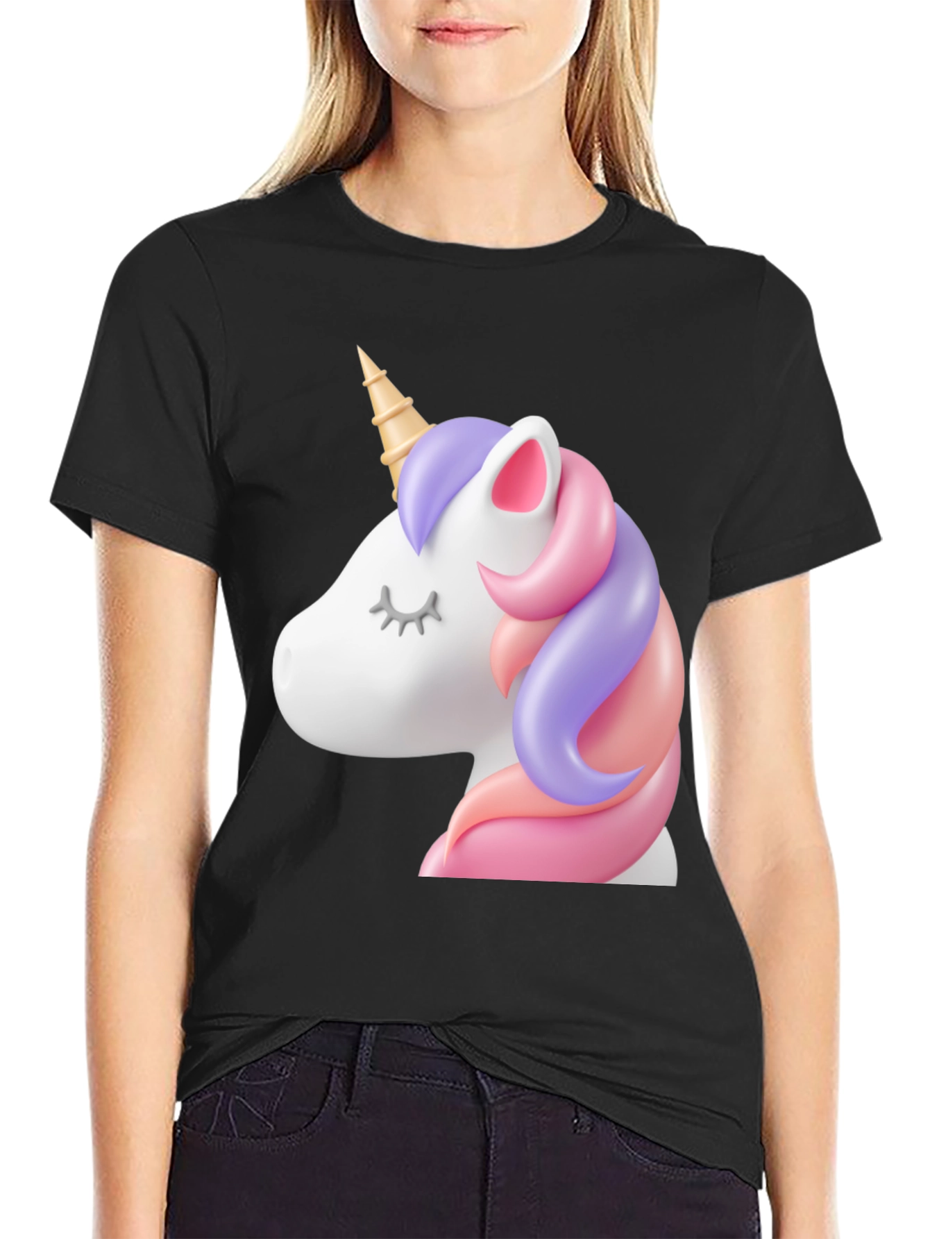 Unicorn Graphic Print Crew Neck T-Shirt