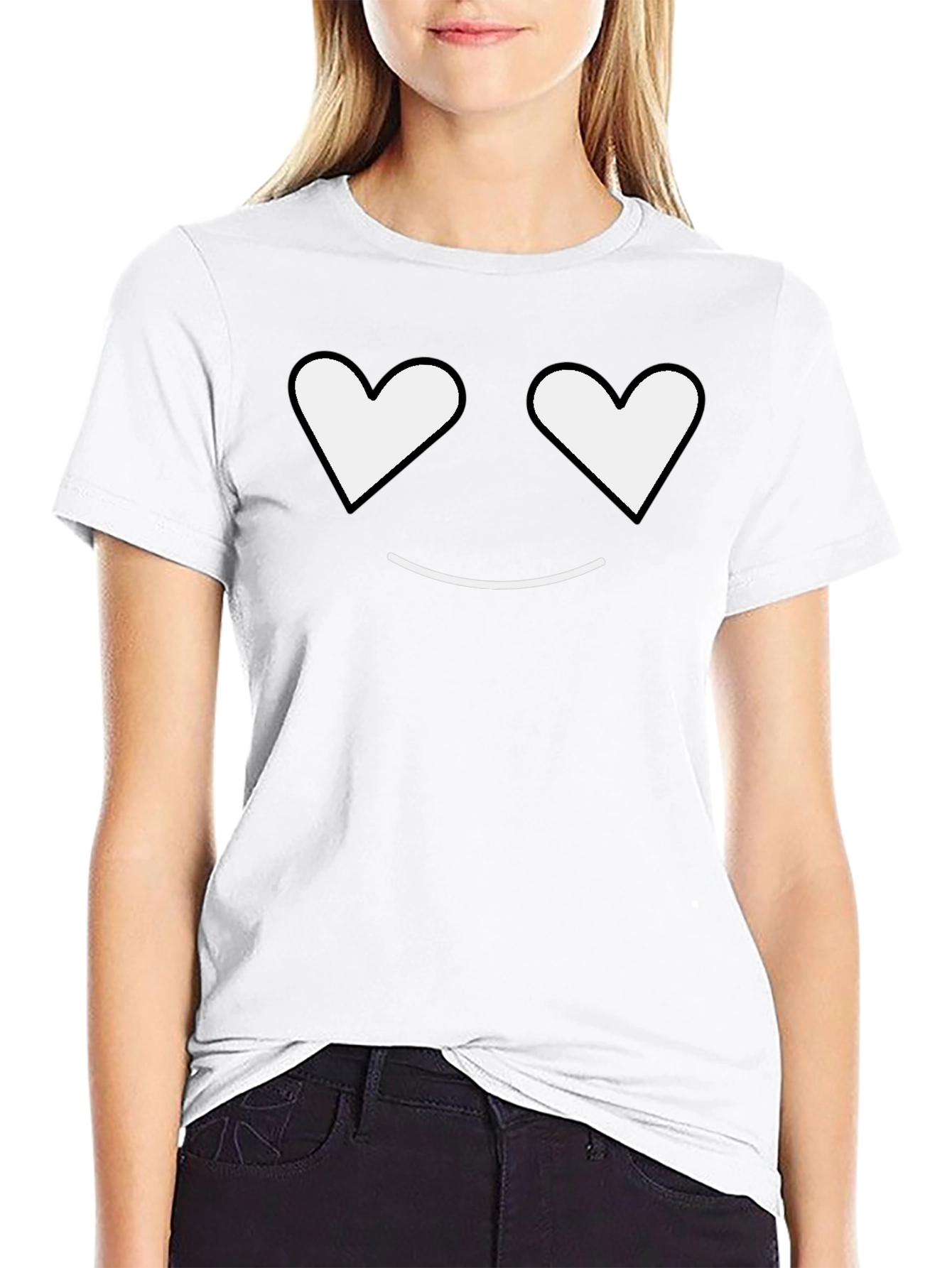 Heart Eyes Smiley Black T-Shirt
