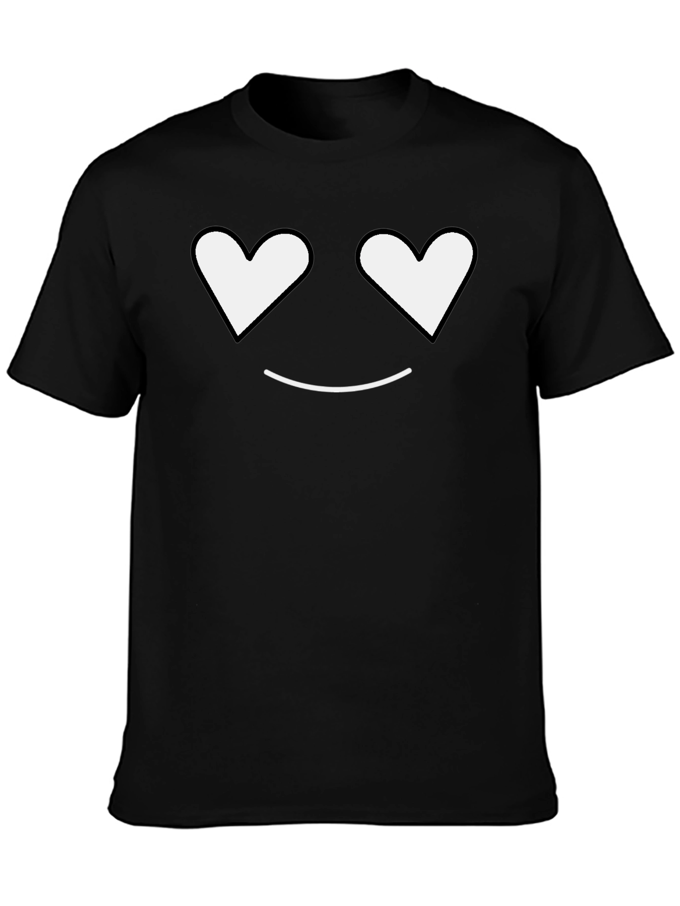 Heart Eyes Smiley Black T-Shirt