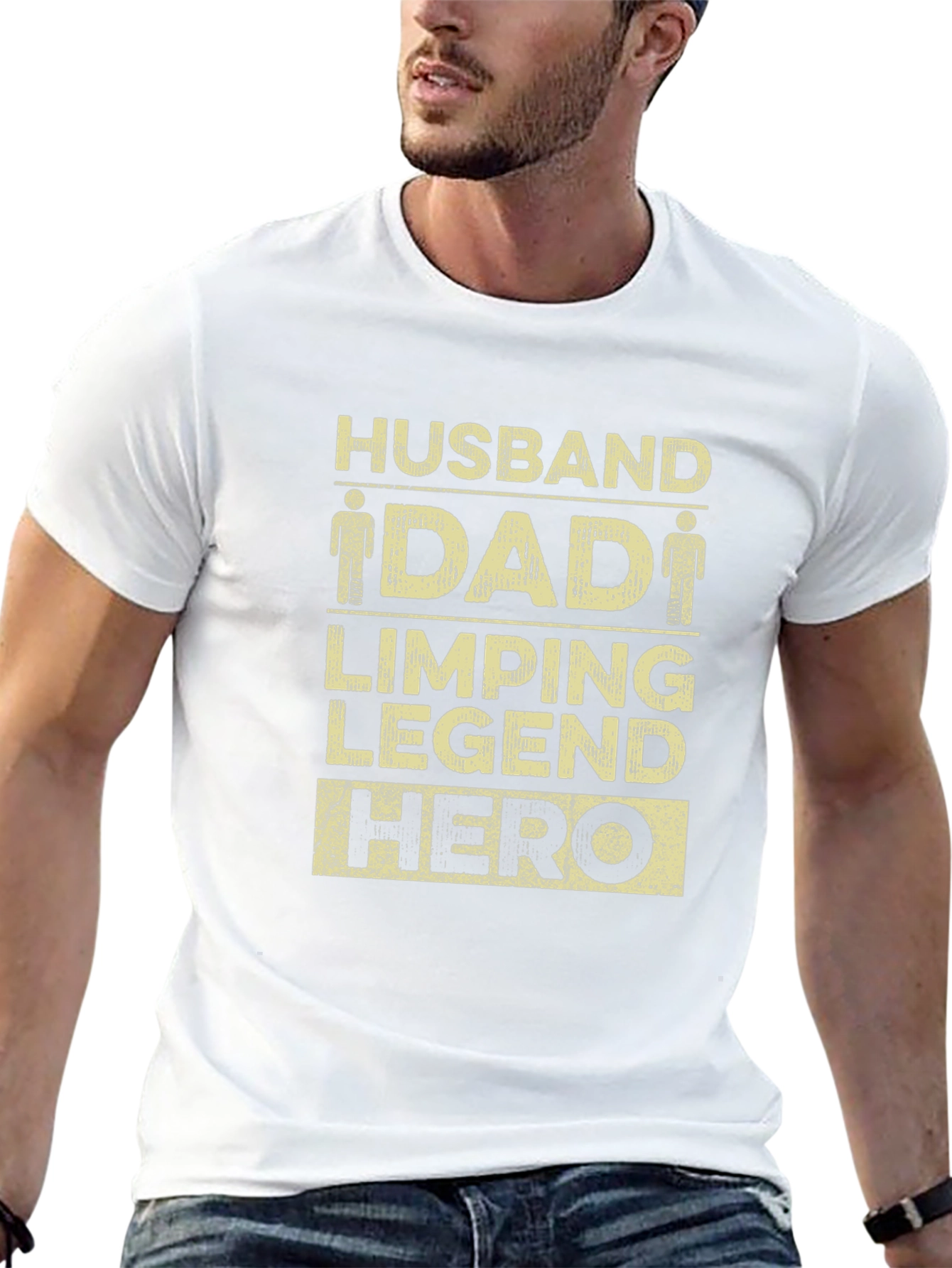 Husband Dad Limping Legend Hero Black T-Shirt