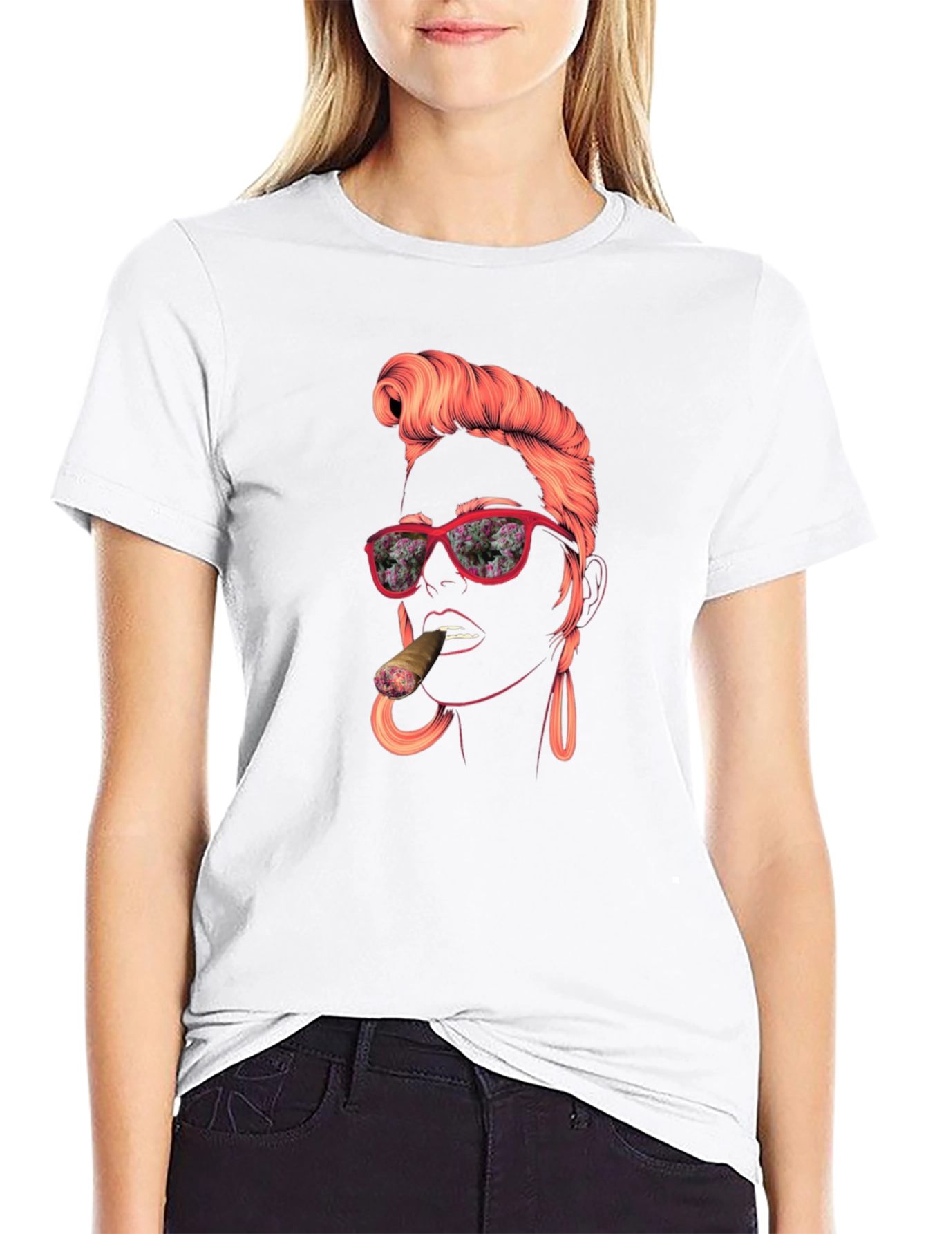 Retro Lady Graphic Tee - Cool Unique Design