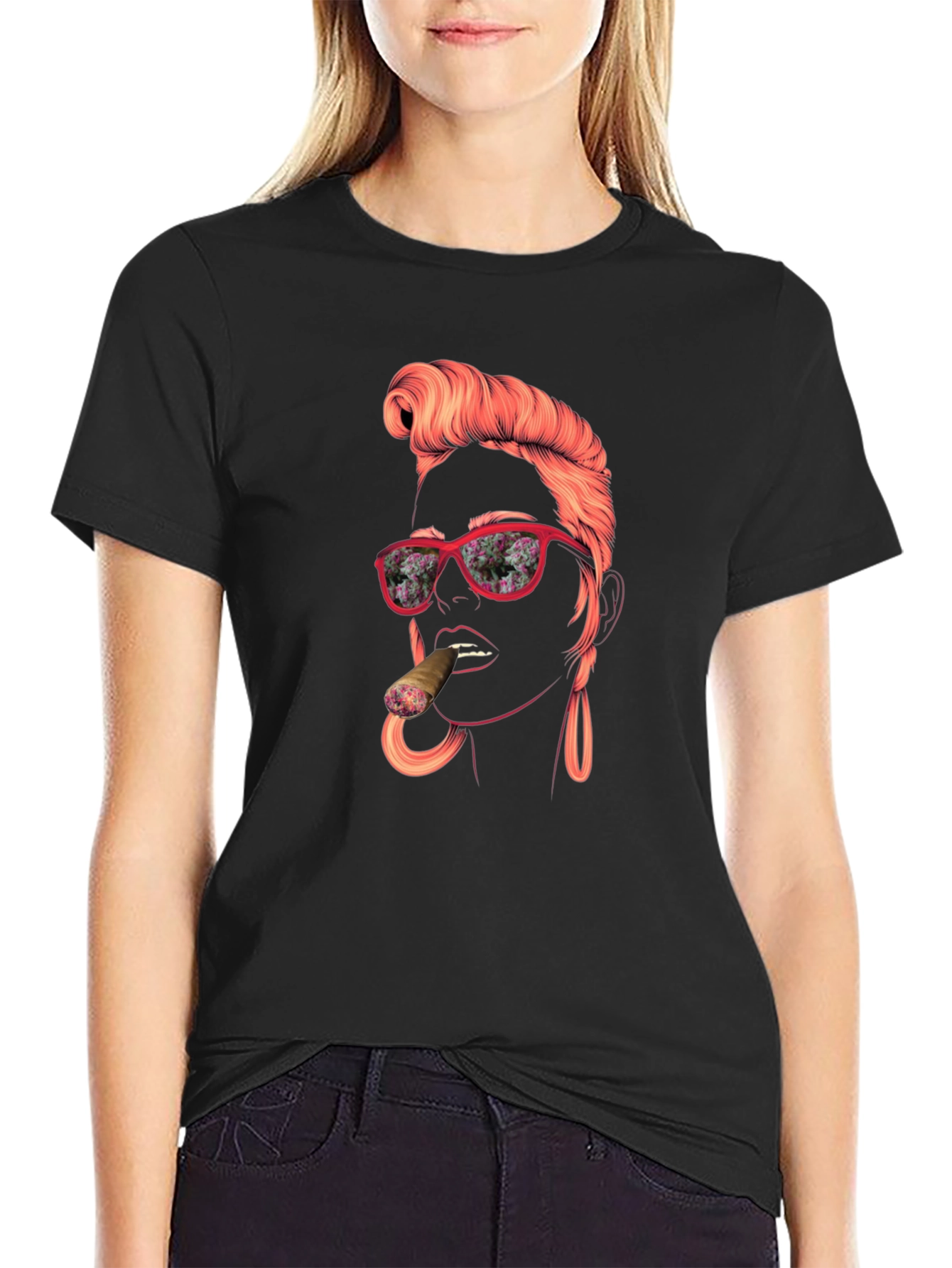 Retro Lady Graphic Tee - Cool Unique Design