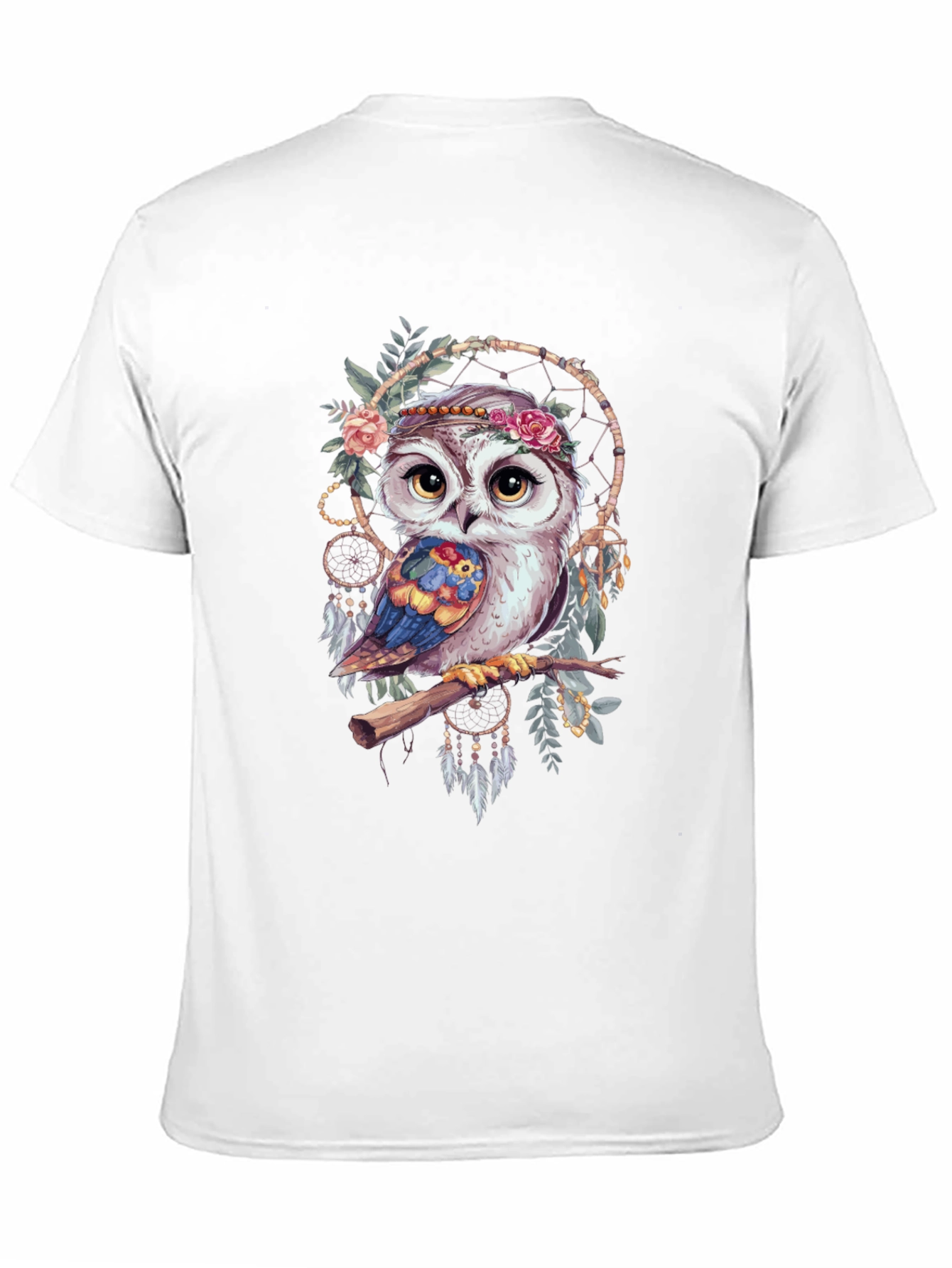 Owl Dreamcatcher Graphic Tee - Bohemian Style