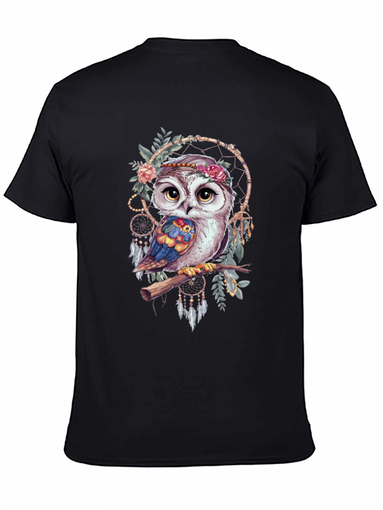 Owl Dreamcatcher Graphic Tee - Bohemian Style