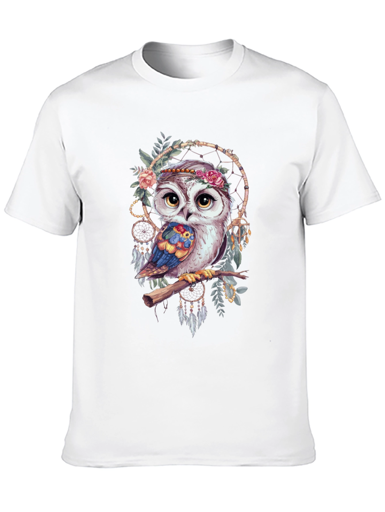 Owl Dreamcatcher Graphic Tee - Bohemian Style