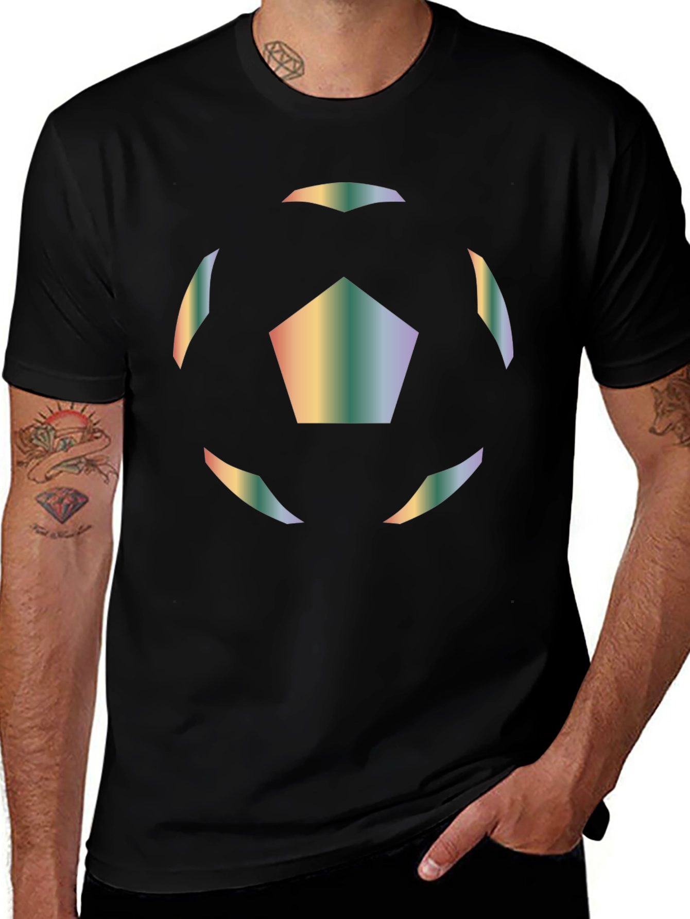 Rainbow Soccer Ball Graphic T-Shirt