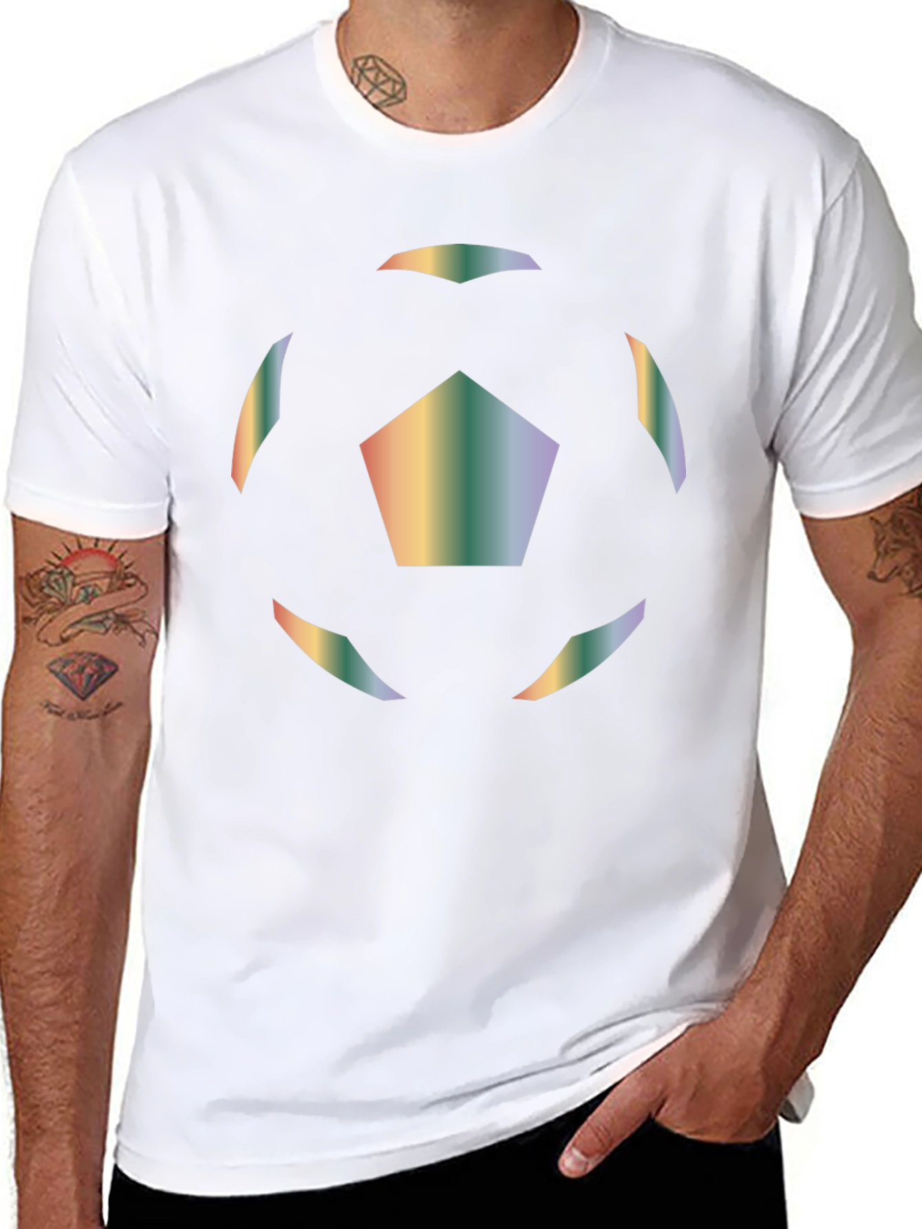 Rainbow Soccer Ball Graphic T-Shirt