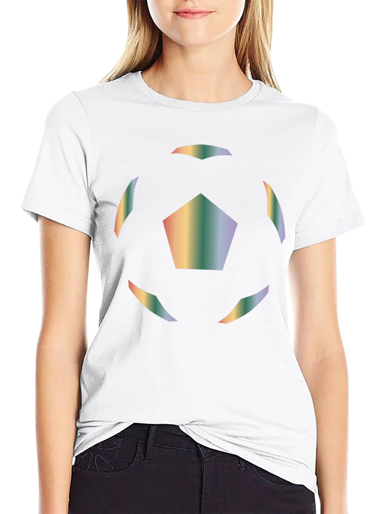 Rainbow Soccer Ball Graphic T-Shirt