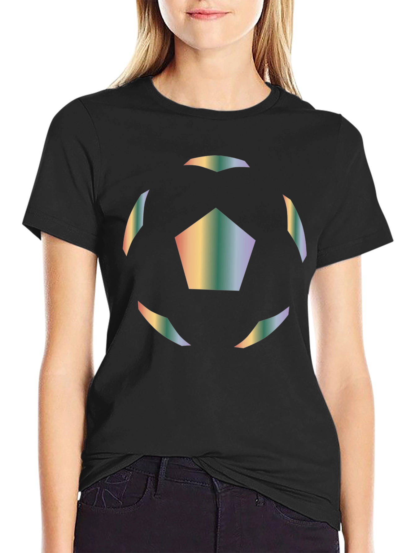Rainbow Soccer Ball Graphic T-Shirt