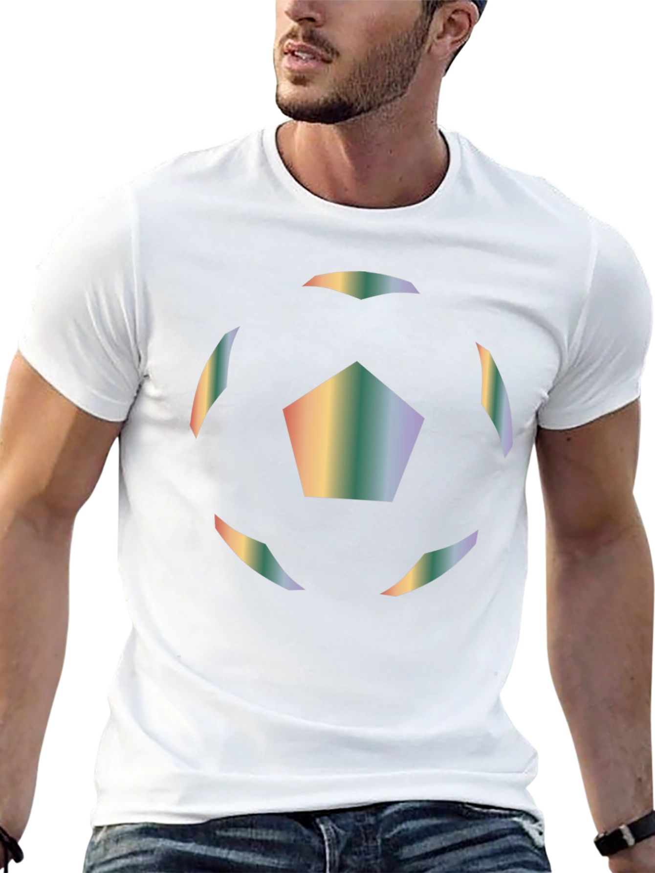 Rainbow Soccer Ball Graphic T-Shirt