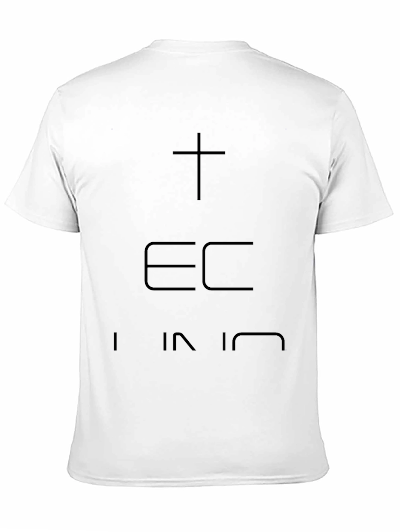 Black T-Shirt with Cross and Text Design