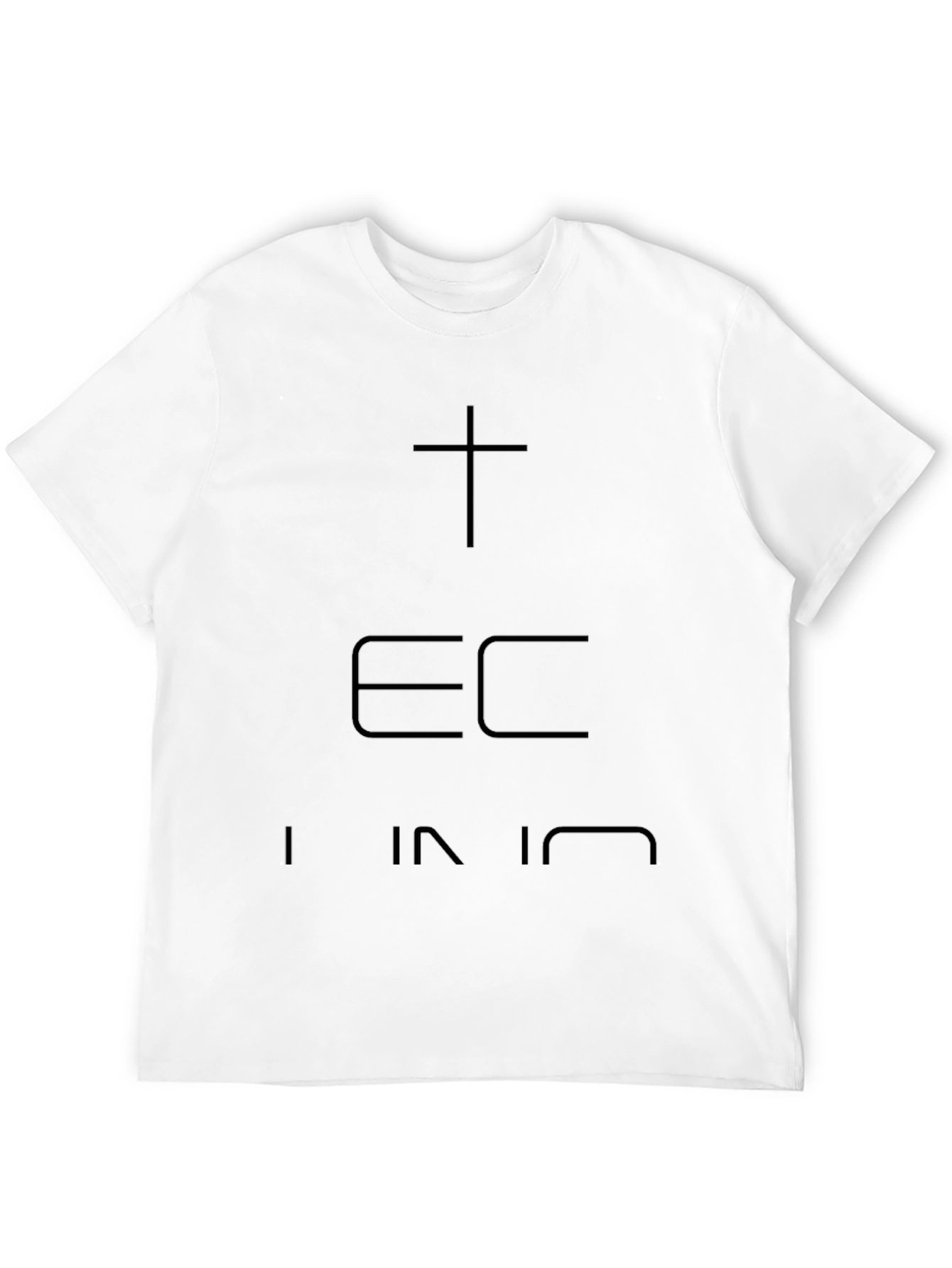 Black T-Shirt with Cross and Text Design