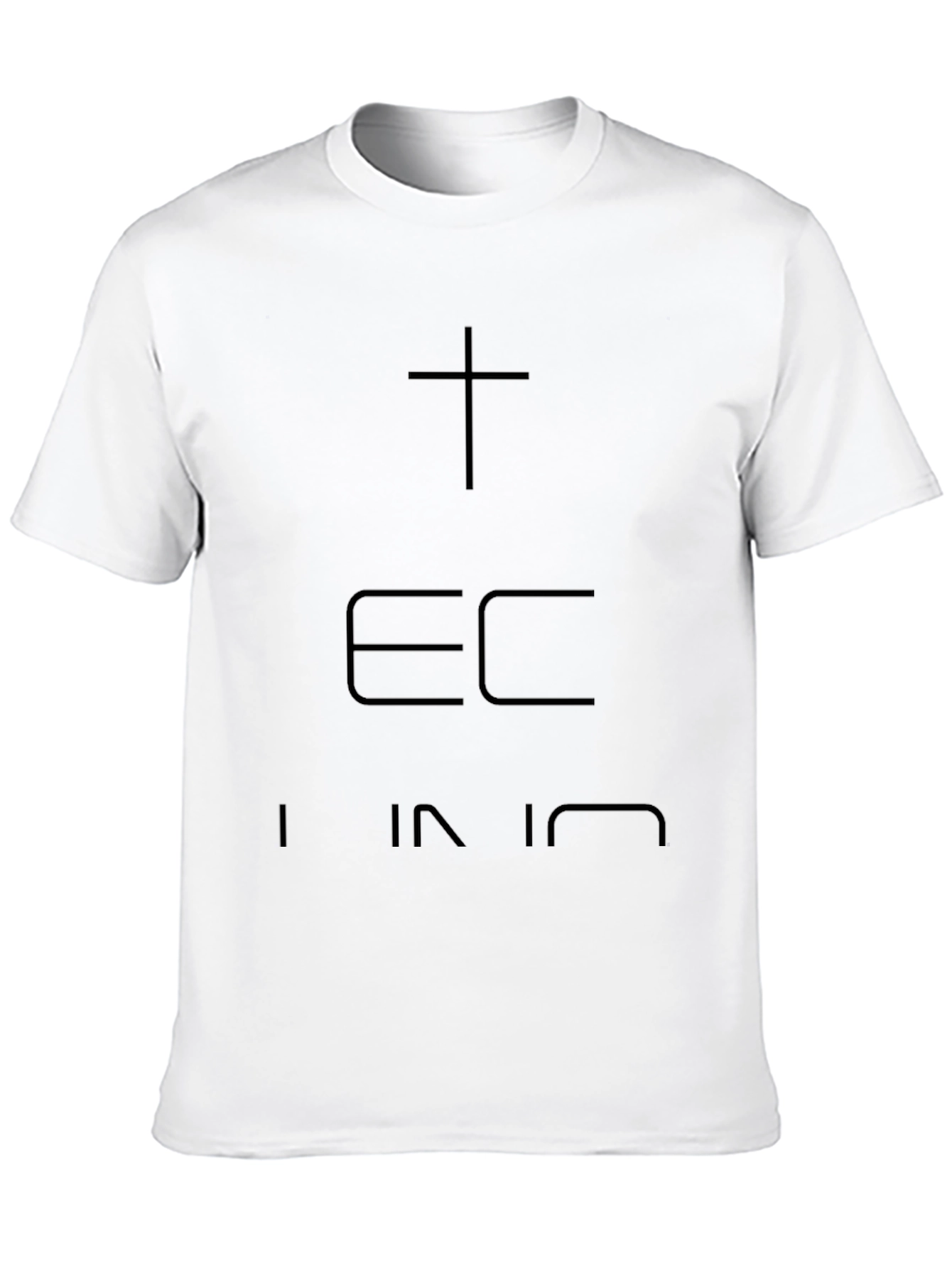 Black T-Shirt with Cross and Text Design