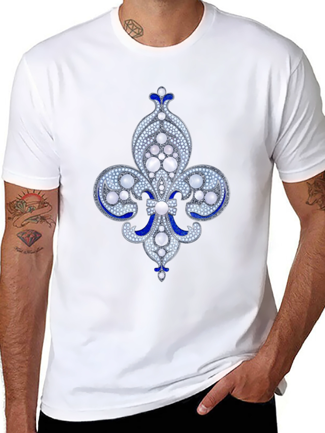 Elegant Fleur-de-lis Graphic Tee - Black