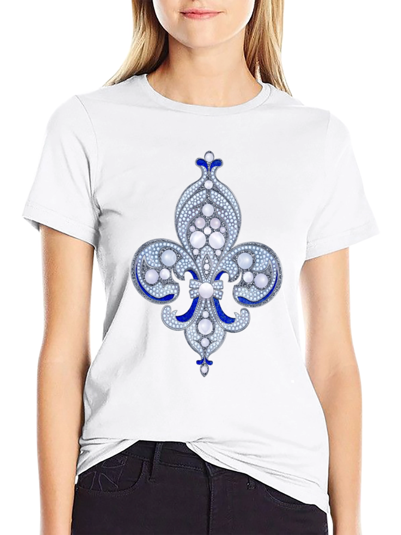 Elegant Fleur-de-lis Graphic Tee - Black