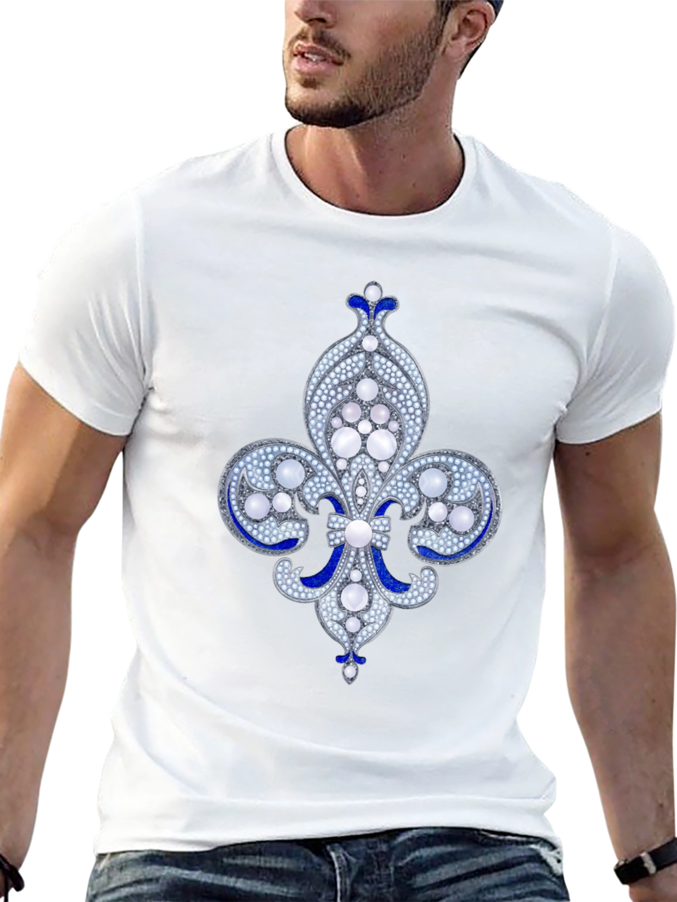 Elegant Fleur-de-lis Graphic Tee - Black