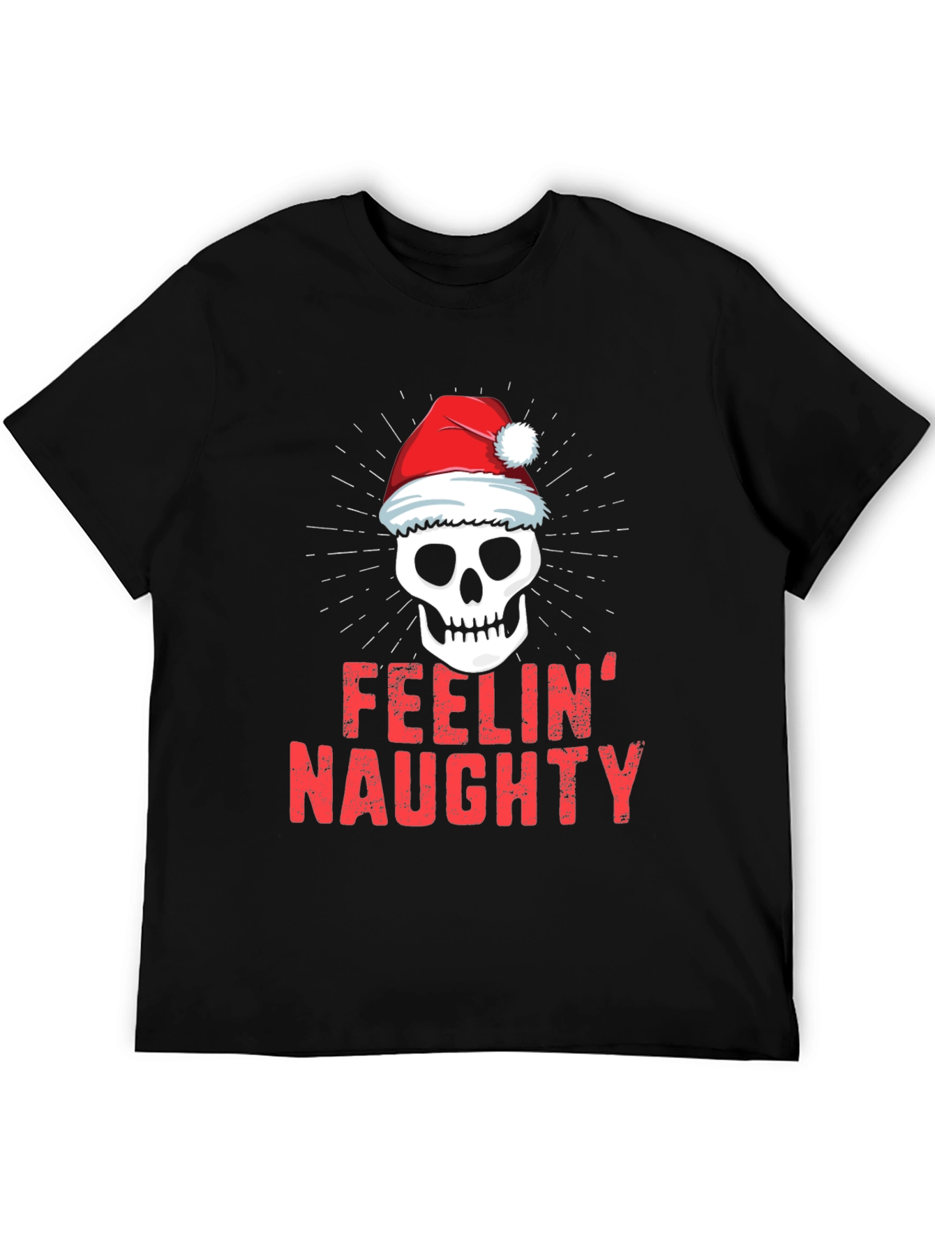 Feelin Naughty Christmas Skull Graphic T-Shirt