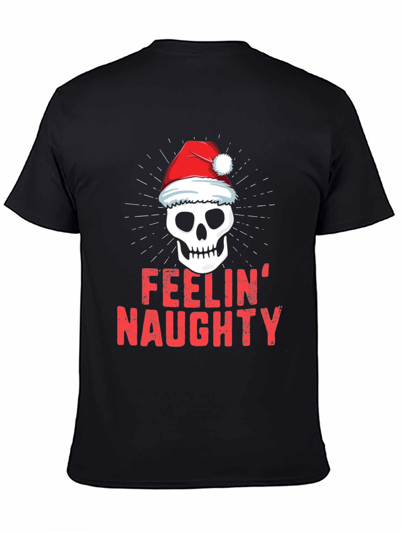Feelin Naughty Christmas Skull Graphic T-Shirt