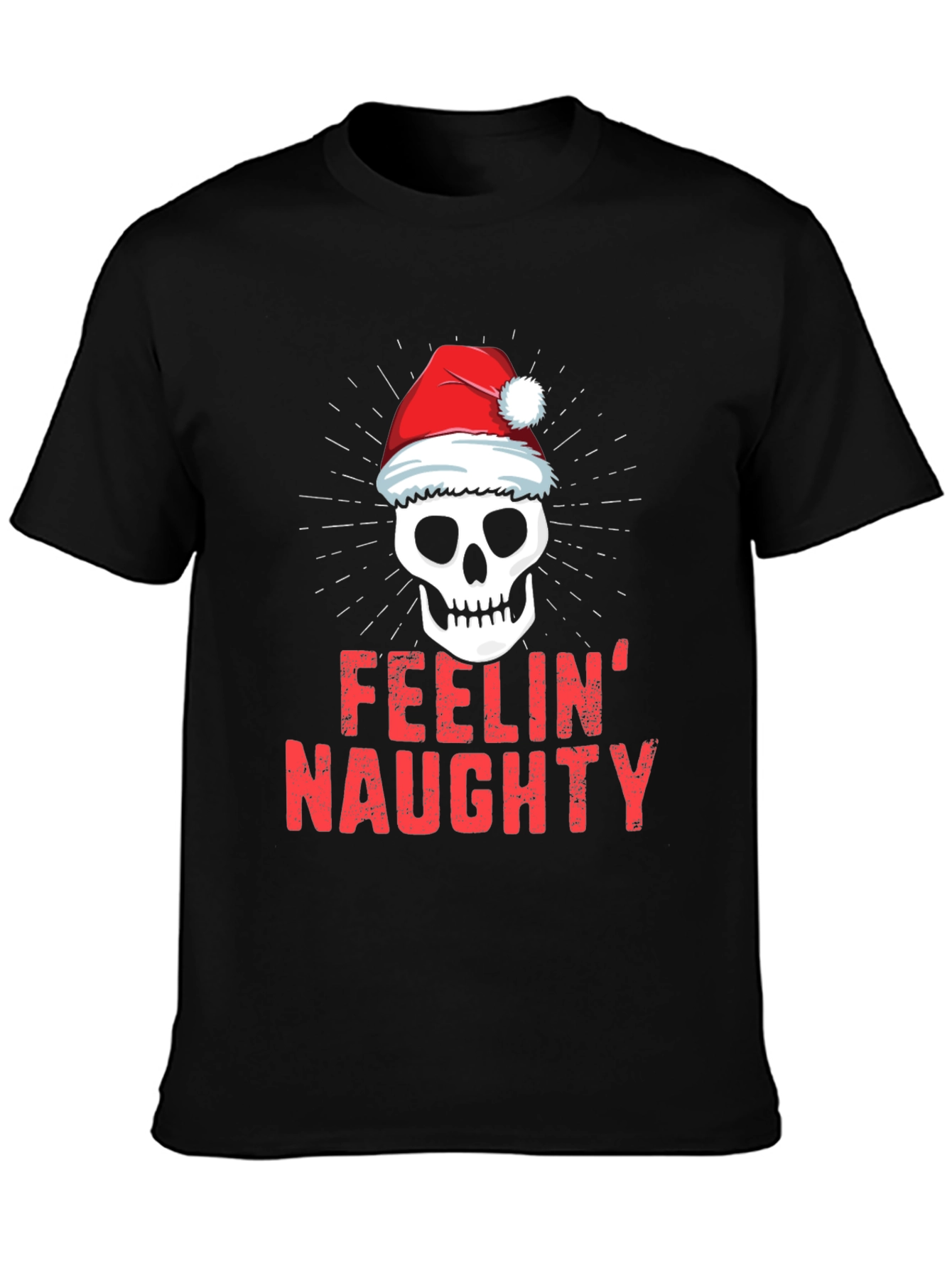 Feelin Naughty Christmas Skull Graphic T-Shirt
