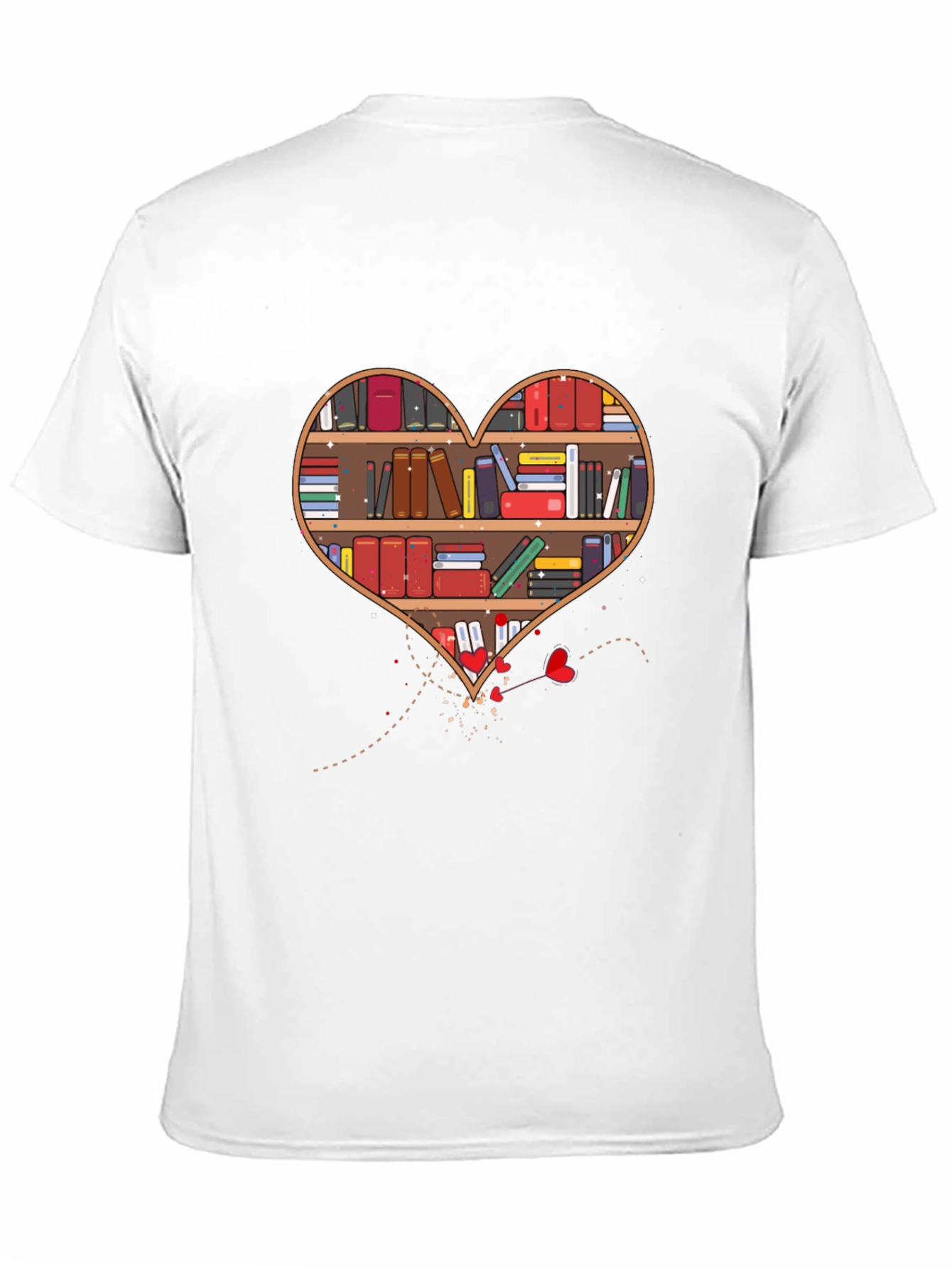 Book Lover Heart Bookshelf Graphic Tee