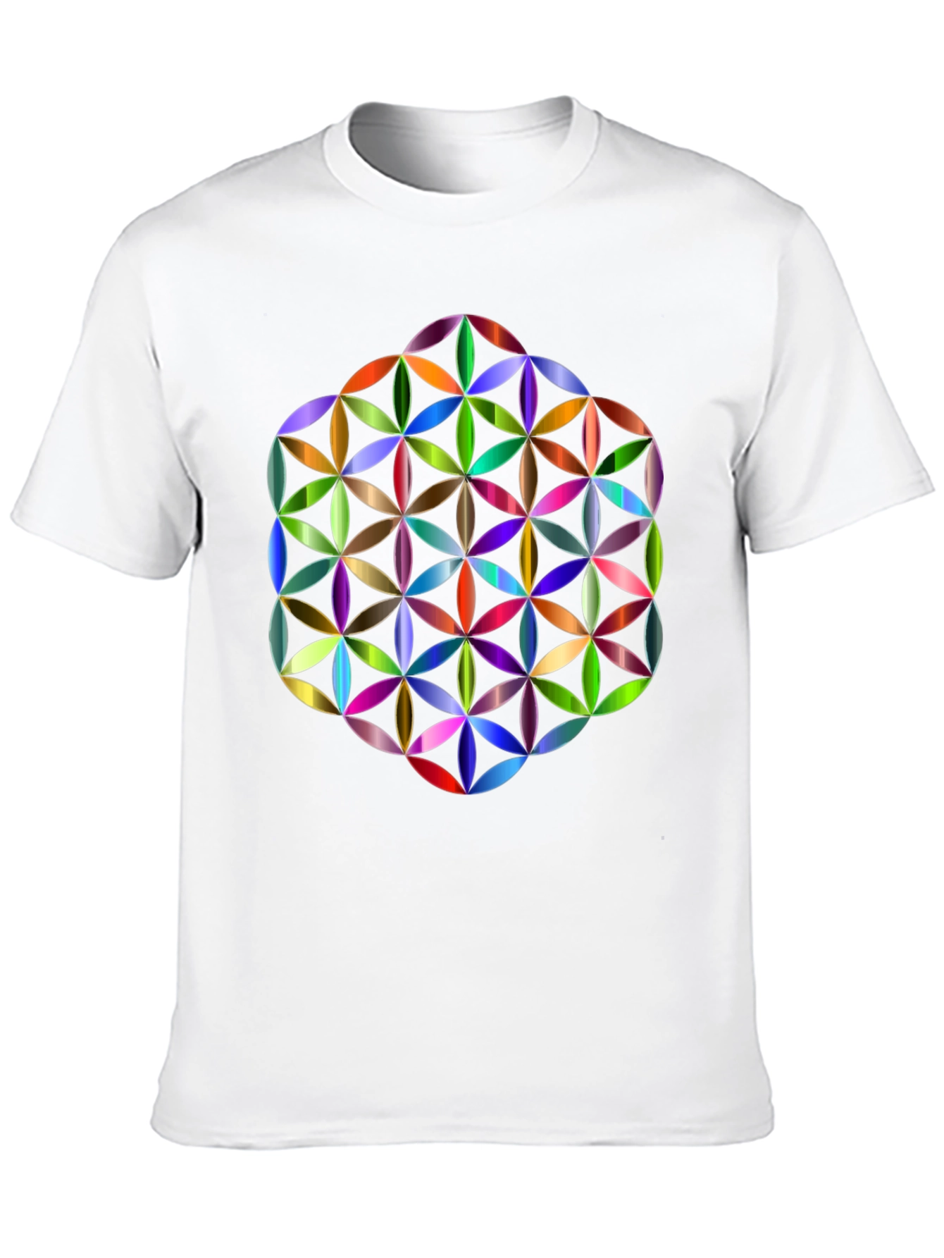 Geometric Flower of Life Graphic Tee - Black