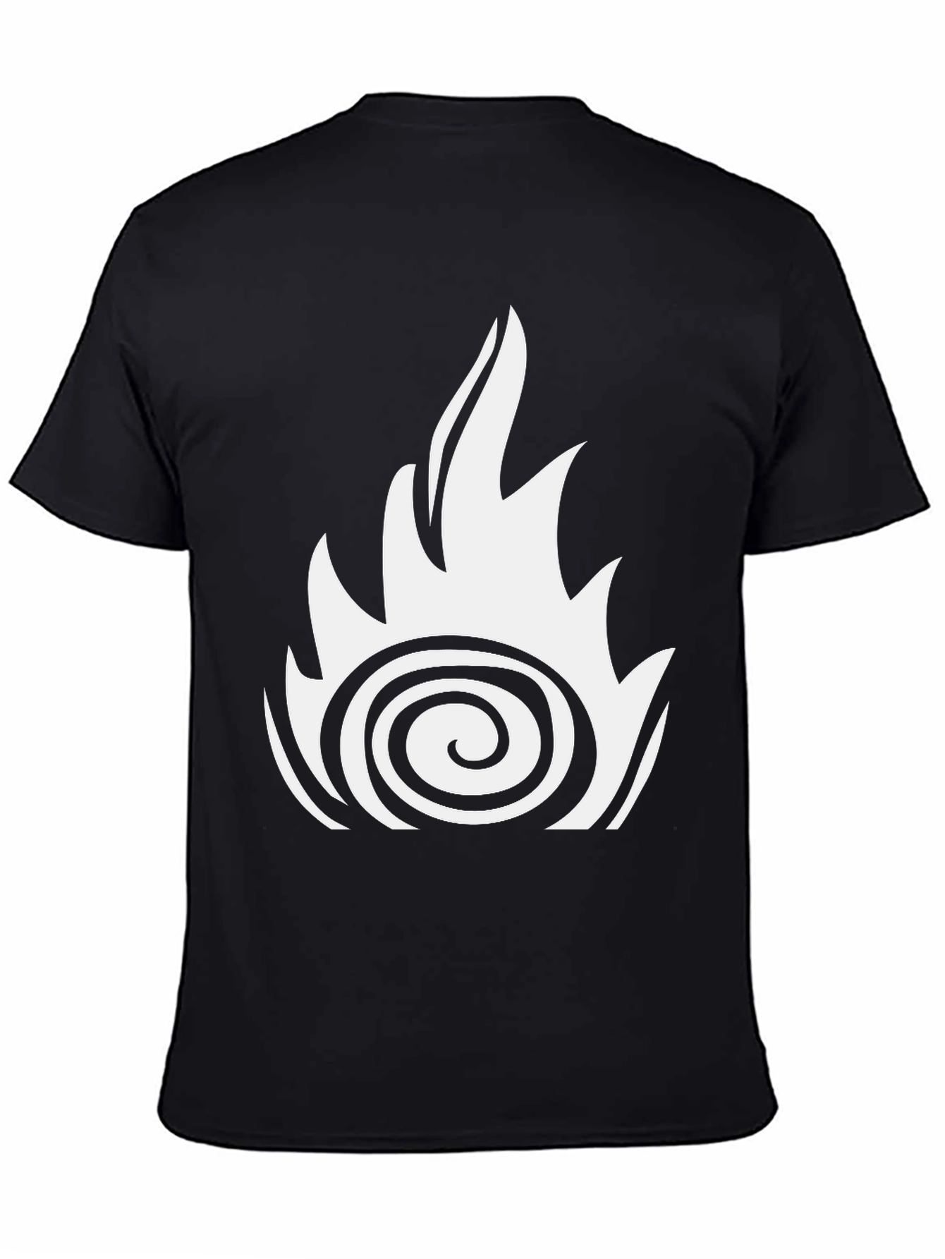Fire Swirl Graphic Tee - Black Cotton Casual Shirt